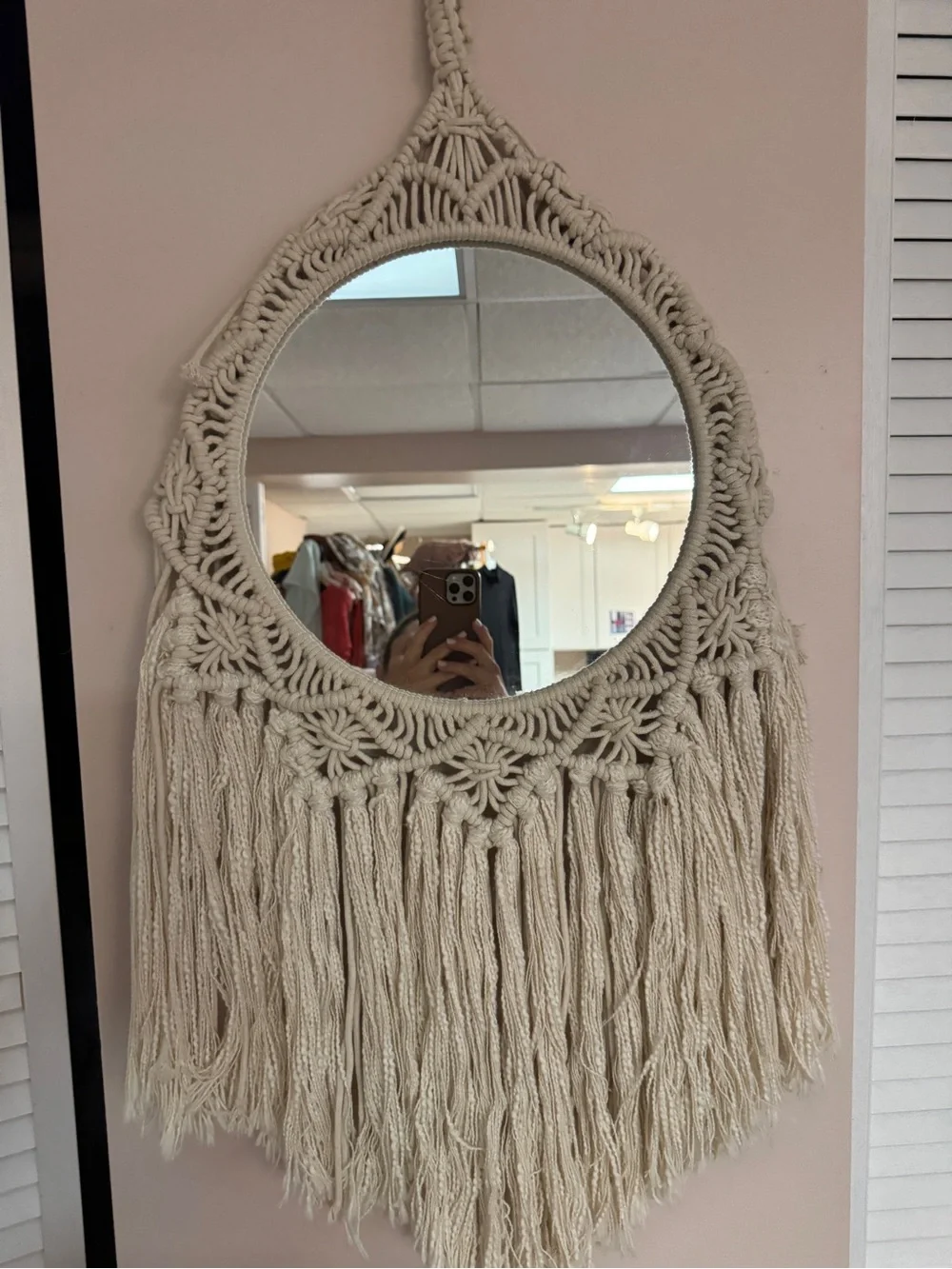Handmade Macramé Wall Mirror - Cream